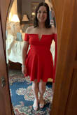 This dress fit perfectly, was SO cozy, and was very flattering!!!  I was able to wear a strapless bra without it showing. I'm normally a size 10 in dresses and the size Large was a perfect fit for me!  Highly recommend this dress!!! - Tiffany H.