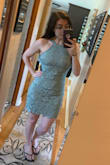Beautiful color. The fit is perfect. I had originally ordered a small based on other reviews, but I found it too snug around my hips and bust. The medium is perfect! - Megan A.