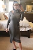 I don't dislike this purchase but I don't love it. The shoulder slit is what makes this dress! It fits great and is very light weights, but the material is slightly see through in the right light. It is a mock wrap and I wish the wrap part was a little tighter, but I do really like the 1/2 turtleneck. - Sarah S.