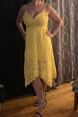 Great fit for a large busted person. Very flattering. I ordered a medium and a large in shire and yellow. I kept them both. The large fits better because of my busy size, 32H. Otherwise the medium would be a better fit. - Cheryl B.