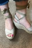 I'm a solid 8.5 in shoes and based on other reviews, I chose to order a 7.5 which fit perfectly. I wore them to my graduation and they held up in the heat and through walking a few miles. They have started to fall apart a bit near the toes, but for the price, they were ideal. - Jess P.