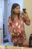 I'm 8 months pregnant with a baby shower coming up. Didn't want to spend $$$ on a pregnancy dress I would wear again. I was looking for something I can wear while pregnant and after. And this dress was perfect. I'm self conscious about my arm and bust and I'm all belly and this dress was so roomy. I can't wait to wear it again after I have baby boy. I usually wear small/med Depending on bust area. And I wouldn't change the size. Received so many compliments. - Cindy T.