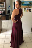 I absolutely LOVE this dress! It is so beautiful and flowy. It fits true to size and is comfortable! I didn't want to take it off! I'm seriously trying to come up with more excuses to wear it than being the Matron of Honor! Lol. - Ian B.