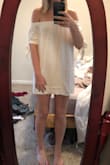 It fit awkwardly on me. The shoulders were a little tight but not too bad. But the dress felt kind of big even for that style and it barely covered my behind. Will definitely be returning it. - Alexa C.