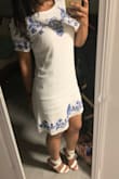I wore this with a white and blue dress and a yellow dress. I just loved it. It doesn't hurt at all. I could work all day with it and even go out after that. It's a good thing I read the reviews before ordering because I'm usually size 5 or 5.5. So I ordered 6 because I saw people saying it runs a little small. And 6 fits me perfectly. - Anna S.