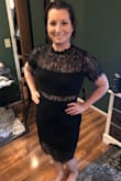 I bought this dress for a wedding and was really scared about how the sheer bits would look on me as I am not a size zero. After reading the reviews of those who bought size large and up, I was really excited to get this! It is super comfortable and modest while still being a little sexy and appropriate for a wedding. It will be easy to move in and I love the length!! Not too short or too long. This dress will be my go to dress for all formal events! - Amy L.