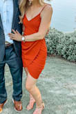This dress is so comfortable and fits well in all the right places. I was worried about wearing it to an outside wedding in 90 degree weather, but the material was perfect for it and didn't show any sweat marks! I got so many compliments and felt great in it. I'm normally an XS - S. I went with the small and it was a perfect fit. Highly recommend! - Kailee H.