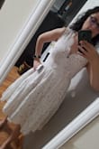 Love this dress fits like a glove. The lace is beautiful the color is beautiful the nude lining is nice and thick. The dress very well made. - Luz M.