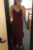 I loved this dress! It was incredible flattering and made me look very classy. The large fit me perfectly; however, it was a little long even with heels. I would have to get it hemmed. It doesn't give you many curves, but that could just be because I have no waist haha. - Marie D.
