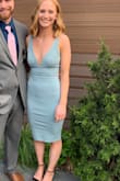 I wore this as a wedding guest dress and it was perfect for June! The extra small fit perfectly and the length was great, which I was surprised about because I'm short. Received so many compliments. The color was brighter than I anticipated but it was nice and unique. Very comfortable and flexible, I would definitely recommend it! - Ariana S.