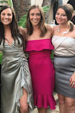 I got this dress for a black tie optional wedding, and it was perfect! I got so many compliments on it, and I was comfortable in it all night. The waist was SLIGHTLY baggy on the sides, but I probably noticed it more than anyone else. I am 5'7" and 118 lbs, size 32C and ordered a small. If anything I would have ordered a XS, but the small was fine! I wore a strapless bra with it, but you can probably get away with not wearing one at all. I didn't have have to worry about pulling it up all night either. The sleeves are stretchy too so I didn't feel very restricted. Would definitely recommend!! - Samantha W.