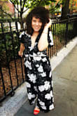 SUPER CUTE. Wearing it as I write this after a day at the office! I bought this for a spring day in NYC, to wear to a matinee of The Lion King on Broadway; I was dying to wear something floral. That day, I paired it with red and magenta block heels (a great look!) fast forward to today (and a day in between, wearing it with light brown booties) with pink Steve Madden slip-ons. And let me tell you. This is THE MOST versatile jumpsuit. Cute, comfy material, flatters your figure, etc. But the bust part is a little too baggy. Maybe it's just me? I'm a 32C and figured out that wearing it with a silk unpadded underwire bra works the best. Like, if the top part ends up being a little revealing, it almost looks like it was on purpose and it compliments the look.... cuter than accidentally revealing a plain beige padded bra. You catch my drift. I will continue to have this hanging in my closet! Can't wait to pair it with more comfy sneakers. Definitely size down if you're short like me! The baggy-ness probably won't be as noticeable and will actually work in your favor. - Elizabeth D.