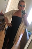 I got a ton of compliments on this dress. The slit was a bit high but I wouldn't dare change it. My only complaint was the zipper was very cheaply made. I had to zip the dress up and then shimmy into it to close it.  But once it was on, it hugged all the right curves. 

From the photo I was concerned it would be kinda short, but the length was actually perfect.  Can't wait to wear it again. - Tatiana K.