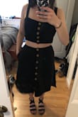 I did not know when I ordered it that it had pockets so that was a great plus. The skirt fit perfectly (until I had a little too much to eat then it was TIGHT) and the top fit a little bit larger than I would like. The straps were kinda loose and the chest area. But overall, it was comfortable and I love that I can wear each piece separately! - Christina L.