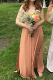 This dress was a great choice as my Maid of Honor dress. The color seemed a tiny bit more orange in person, but it looked beautiful. The only issues I had were that it was a bit too long and that the straps were a bit loose and could fall down my shoulders when I dance. These were all solved easily with a little altering. Overall, it was really comfortable and I love that I feel like I can wear it to less formal occasions as well. - Grace W.