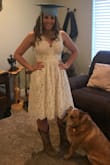 This dress was exactly what I was looking for, for graduation! The only problem I had with it was, it was a little to poofy. But I just cut the tooling out and it was great. I got a ton of compliments on it, and referred a lot of people to this website. - Baylee R.