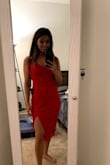 I am in love with this dress and can't wait to wear it on a night out! The red is absolutely stunning and the material is really nice. The only thing to know is that the material does come off a little (it's actual flower pieces on some portion of the dress) but I think that should look fine once I iron it. - Tanya A.