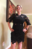 I love love love this dress. I ordered it in blue and black. This dress is sophisticated and chic and appropriate for a nice wedding. I am 157 lbs and a 40D chest-the XL fit perfectly, I am usually a Large so I was hesitant to order an XL but it was perfect. I have plenty of room to move my arms around too. - Melanie H.