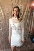 I wore this for my bridal shower and I received so many compliments! The material was great and comfortable. I love how classy it is but also has a little sass! The dress was just a little large up top but you really couldn't tell. - Rachel T.