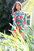 I'm in love with this romper. It fits me perfectly! Even though it comes with long sleeves, you won't feel hot at all because of the the material is light. I also love the color. I wore it to graduation party and got so many compliments. I'm so happy and will definitely recommend purchase this romper. You will not regret it! - Kayla S.