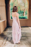 This dress has a beautiful weight to it, and was the perfect length for me in heels. If I were to wear it with flats I would need to take off about 4 inches. Zipper didn't stick, straps didn't slip, and I was comfortable the whole night! - Emily B.