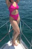 I loved wearing this colorful, bold swimsuit, it fits well too. The only reason I give 3 stars is the color bleeds terribly!! Be careful when washing this suit. I washed it separately once I saw how the color was bleeding, but when I hung it up to dry it simply brushed against another suite and stained that suite! That said I definitely love the look and color and will keep using, but would be very careful with it staining when it's wet! - Wendy T.