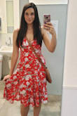 Love, love, love this dress. Bought the red, got so many compliments my first day out in it. I ended up ordering it in black as well. Fits true to size for me. I ordered a Medium. Length is great. - Ashley V.