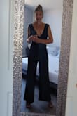Lulus recommends a SMALL for my measurements, but I bought an XS after reading comments. I could have bought a small, but I like my clothes to fit snug...and it does! Very sexy and formfitting! I have a long torso and my leg inseam from crotch to floor is 33 in. The bodice portion is slightly long, so if you have a short torso it will hang in the crotch. The length is fine for flats (could have been one inch longer with heels). I am wearing a 2.5 inch heel in photo. Fabric is very nice quality...not cheap at all. It easily zips up the back. Overall...I LOVE IT!
P.S. sorry for the streaky mirror. I'm a horrible selfie taker. - Ruby B.