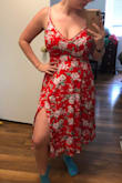 So cute, creates a great shape. I have a pretty large chest for my size and sometimes that can make me look big all around but this comes in nicely at the waist and stays pretty close to my body without being too tight. The strap did come loose, but I just sewed it back up no problem. The slit in the front is perfect too. - Jamie J.