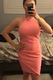 I was really excited about this dress and still am but it's definitely cut for a body with a long torso and it's just a little too long for my height (hits me at the knees and so looks a little awkward as I like my dresses shorter). Probably a petite size would have fit me better but I'll be taking it to get altered so that I can wear it. - Marilyn F.