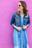I've been waiting on getting this dress for awhile and was so excited to see it re-stocked! I love the blue print and flowy style. I've received lots of compliments while wearing it! It's very easy to dress up or down. It's appropriate for work, but keep in mind that the arm holes are a bit big, so I wear a lace bralette under the dress. - Ashley F.