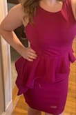 Classy dress and the ruffle adds a bit of fun. Hugged me in all the right places, with the ruffle hitting right at my waist. Very comfortable, thick fabric with some stretch. Lot of compliments! - Caitlin B.
