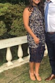 Wore this to a wedding. I got so many compliments! The open back is beautiful! The dress is made of great quality material. I got a medium. Beware of little side boob lol. - Jessica P.