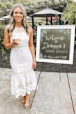 Happy with the fit and received so many compliments! Was a little big but liked the extra room. Thick material and perfect for a bridal shower or any wedding event for a bride. This dress may be too long if you are shorter than 5'4". More photos are on @DietitianDeanna Instagram. - Deanna W.