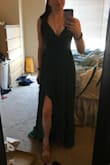 So cute and comfortable, I wore this last weekend for a wedding, it's definitely one of my new favorite dresses. I got a lot of compliments too! Fit is true to size, only downside for someone short like me 5'2", it might need hemmed. I wore a pair 1.5-2" wedge heels and had to take about 3" off the bottom. Otherwise it's a perfect dress! Color is a gorgeous dark emerald green and straps are easily adjustable for your ideal fit. Highly recommend this High-Low! - Katelyn B.