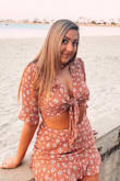the material of this set is super soft and feels super nice. the top and bottom fit perfectly on me. (: - Olivia N.
