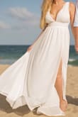 I absolutely love the Grecian flowy style to this dress. I couldn't have picked a better outfit for my engagement shoot. I had to tailor the bottom but the fit was perfect! - Heather B.
