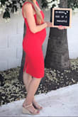 I ordered a medium and should have gotten a large. I was 29 weeks pregnant and 154 pounds 5'9" in this photo. I am normally about 140 pre-pregnancy and wear either a small or medium. The plus is I should be able to wear this post pregnancy now but won't be able to wear it much longer as it's a bit snug. Super cute though! - Susan C.