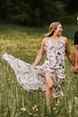 I wore this dress for engagement photos. It was so pretty and fun to wear! - Morgan K.
