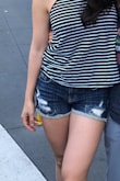 When I got these shorts they fit perfectly! I've worn them 3 times and they've stretched out quite a bit. I tried dying them but they are still loose. Still cute but wish I'd maybe gone a size smaller. - Kz Z.