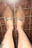 Read reviews and got a half size up and they fit perfectly. Super cute, I love how pointy they are. I wear flats all the time but these gave blisters, still need to crack them in. - Arielle S.