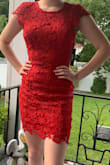 I'm 15 and i ordered this dress in an XS and it fits perfectly, a small probably would have fit too honestly. I always buy smalls or extra smalls, so whatever size you usually get in dresses, order that. The material is really nice, and the back is my favorite part it looks elegant, but modern at the same time with the body-con style-like fit. The red is even prettier in person. If you're unsure on whether to get it or not, get it. - Kimete H.