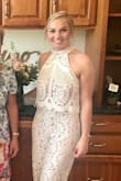 It was the perfect outfit for my bridal shower. Got many compliments on originality and beauty of the outfit! I have a large chest and didn't have to wear a bra which is the biggest plus (I have never worn an outfit without a bra and felt comfortable). Take my word as a picky person when it come to my outfits and chest, this is one of the best jumpsuits ever! - Rebecca H.