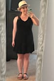 This dress is amazing for casual summer days - everyone needs a black tank dress!  It is flattering and not too without being baggy. I could see how it might be a little on the short side if you are tall, but it is perfect for a petite person like me! - Sarah G.