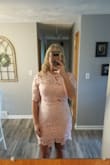 I bought this dress originally in a medium, but the material isn't stretchy at all! So I returned it, which was super easy, and got a large and fit perfect! This is my 4th dress from Lulus and they never disappoint! I'm obsessed with this one. It's so pretty, especially in the pink. Perfect for a wedding or a night out! So excited to wear it today!! Every other dress I have ordered from here I did order a medium, but for this one I would suggest to size up since the material isn't stretchy. Still a good fit though!! - Brittany L.