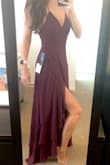 As with most Lulus, I ordered a size smaller than normal as their dresses run large. I ordered a size XS and it fits perfectly. The slit gorgeous and the ruffles are a great touch. I will be Wearing to a beach wedding next month but can definitely wear again to something else. - Jeanette S.
