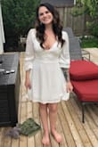 Ordered a bunch of dresses hoping one would work for my boyfriend's graduation and immediately fell in love with this one! It's the perfect mix of conservative yet a little sassy. Don't expect to wear a bra with it...the dress is fully lined though so nothing should show through. Can't wait for another occasion I can wear this dress to! - Alyssa S.