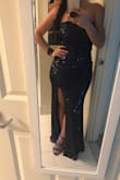 The dress is very very beautiful, but its also stretchy. I normally wear size S or M because of my big butt but this dress would have been better XS. I got it on sale so I will try to fix it because is stunning and I can't return it but I recommend buying a size down. - Lorena G.