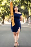 Wore this dress for graduation pics and grad! Got so many compliments on it. The slit is so sexy while the neckline and length of the dress is classy. - Rianna M.