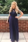 This dress is stunning in person! The fabric is a really nice quality, and the skirt has two layers to it. The lace is not itchy at all, and doesn't feel like it's going to rip easily like some lace does. The dress fits just as expected according to the size charts, but it's very long. I'm 5'7" and the dress still touches the floor when I wear 5" heals. Other than the length, this dress is perfect and well worth the money. - Alaina S.